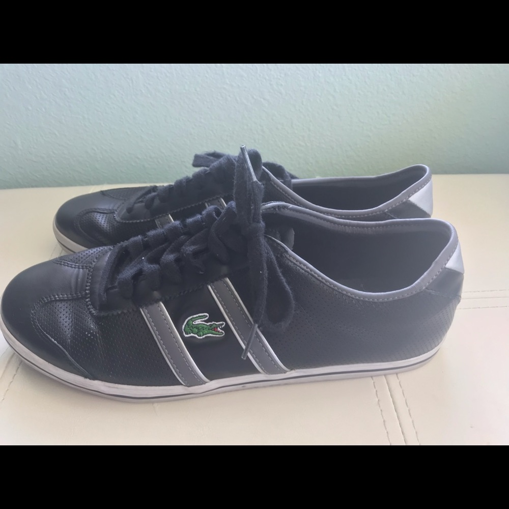 Gently used Lacoste black leather shoes